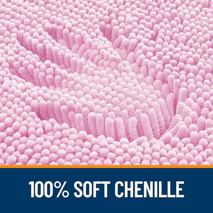 OLANLY Bathroom Rugs 32x20, Extra Soft Absorbent Chenille Bath Rugs | Pink, Quick-Drying Rubber Backing, Machine Washable Bath Mat for Bathroom Floor, Tub and Shower, Home Decor Accessories