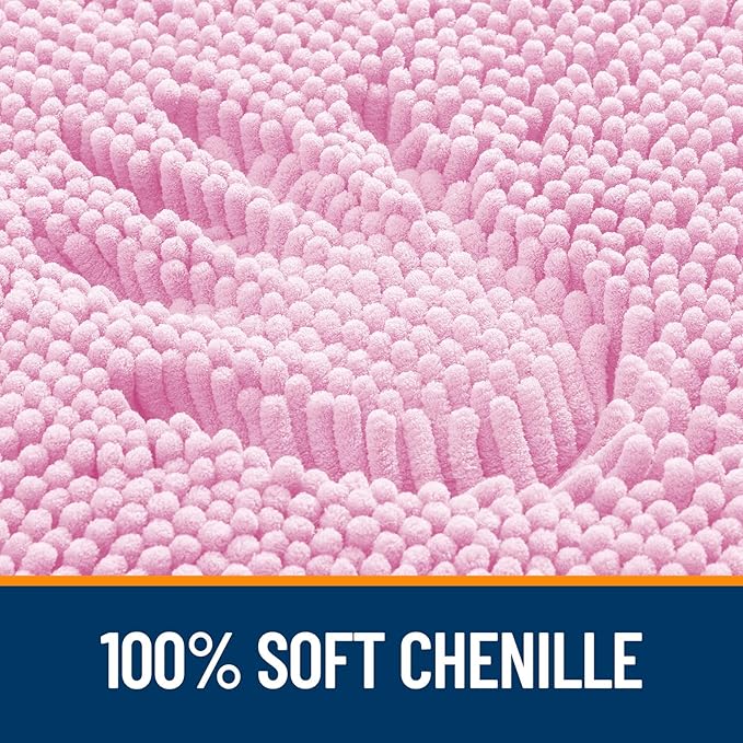 OLANLY Bathroom Rugs 36x24, Extra Soft Absorbent Chenille Bath Rugs | Pink, Quick-Drying Rubber Backing, Machine Washable Bath Mat for Bathroom Floor, Tub and Shower, Home Decor Accessories