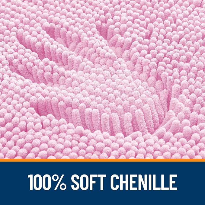 OLANLY Large Bathroom Rugs 59x35, Extra Soft Absorbent Chenille Bath Rugs | Pink, Quick-Drying Rubber Backing, Machine Washable Bath Mat for Bathroom Floor, Tub and Shower, Home Decor Accessories