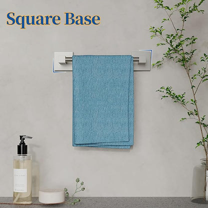 RUACQ Hand Towel Holder, 9 Inch Hand Towel Bar for Bathroom Wall Mounted, 304 Stainless Steel Towel Rack with Square Base(Brushed Nickel)