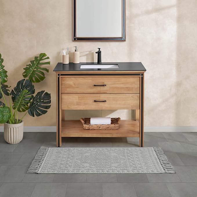 French Connection Nellore Bath Rugs, Woven and Beaded Bath Mats, Durable and Thick Bath Mats for Bathroom and Shower Rugs, 26" x 49", Medium Grey
