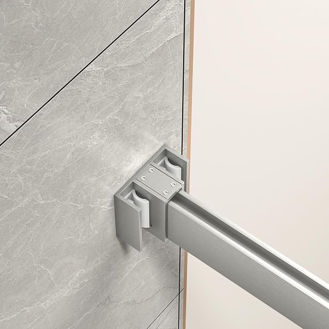 43"-48" W x 76" H Frameless Shower Door,Sliding Shower Door with 5/16"(8MM) SGCC Clear Tempered Glass,Reversible Installation,Nano Explosion-Proof Film,Waterproof Strip,for Bathroom,Brushed Nickel