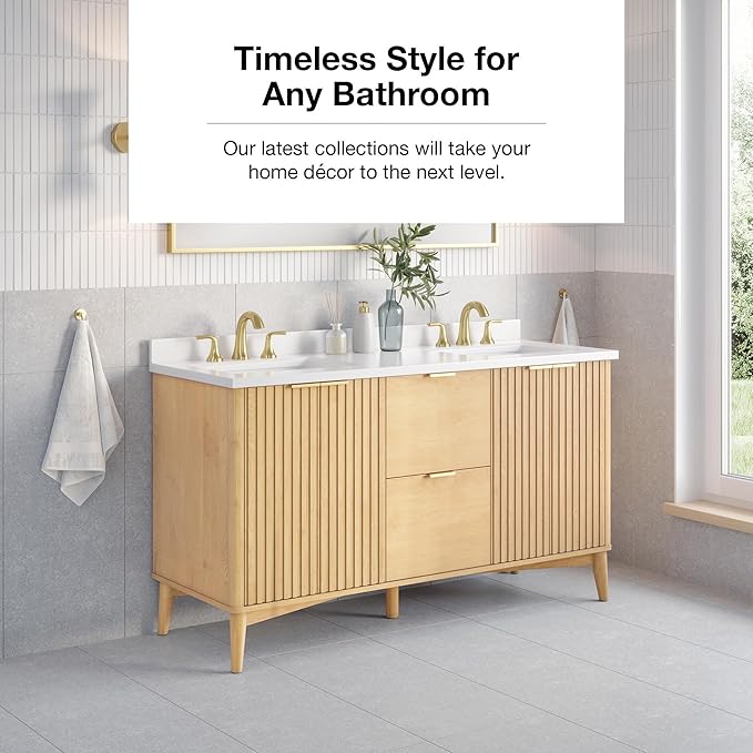 OVE Decors Indy 60 in. Undermount Double Sink Bathroom Vanity with White Engineered Marble Top, Rustic Ash