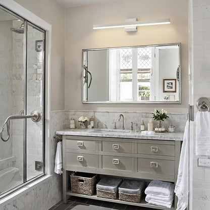 Nickel Bathroom Vanity Light Fixture 31.5'' 20W Dimmable 5CCT LED Hardwired | Bathroom Light Fixture Over Mirror, Bathroom Wall Sconce, Rust-resistant, ETL Certificated, 2700K/3000K/3500K/4000K/5000K