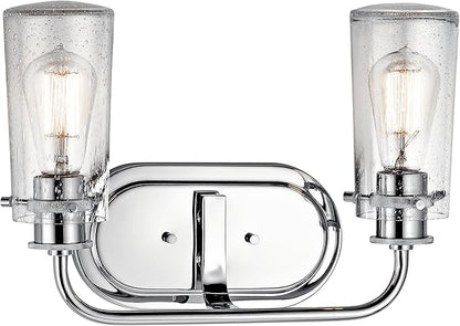KICHLER Braelyn 14.75" 2 Light Vanity Light with Clear Seeded Glass Chrome
