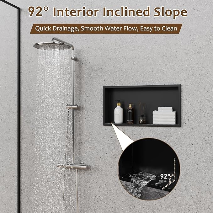 23x11 Inch Recessed Medicine Cabinet, Black Medicine Cabinet No Mirror, 304 Stainless Steel Bathroom Wall Niche Cabinet with Storage for Bathroom, Living Room