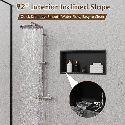 23x11 Inch Recessed Medicine Cabinet, Black Medicine Cabinet No Mirror, 304 Stainless Steel Bathroom Wall Niche Cabinet with Storage for Bathroom, Living Room