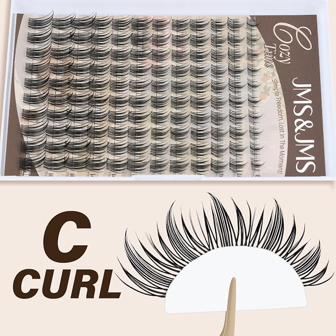 JMS&JMS Vivid Lash Clusters Kit with Spikes Natural Cluster Lashes Kit | Invisible Band Manga Eyelash Kit with Lash Bond and Seal Lash Remover Lash Extension Kit for Beginner (Coco-8-18mix)