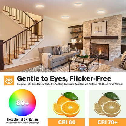 ETL 7 inch Small LED Flush Mount Ceiling Light Dimmable,Ultra Slim Round Flat Ceiling Lights 5CCT-2700K/3000K/3500K/4000K/5000K,Modern Ceiling Lamp for Closet,Kitchen,Bathroom 3 Pack(White)