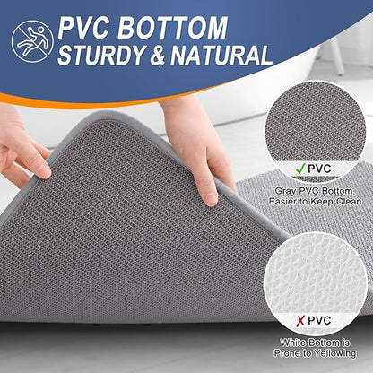 OLANLY Memory Foam Bathroom Runner Rug 59x24, Absorbent Long Bath Mat, Grey | Soft Quick Dry Bath Rugs, Non-Slip Carpet, Machine Washable Mat for Bathroom Floor, Tub and Shower, Home Decor Accessories
