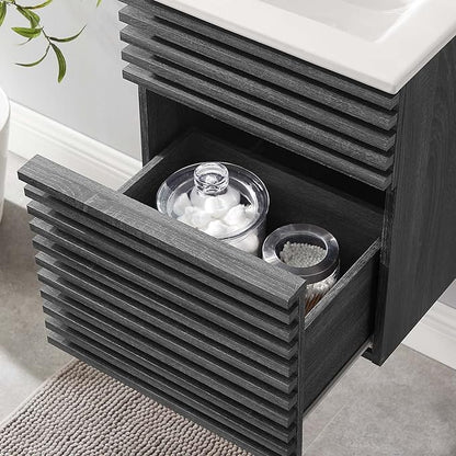 Modway Render 18" Wall-Mount Bathroom Vanity in Charcoal White