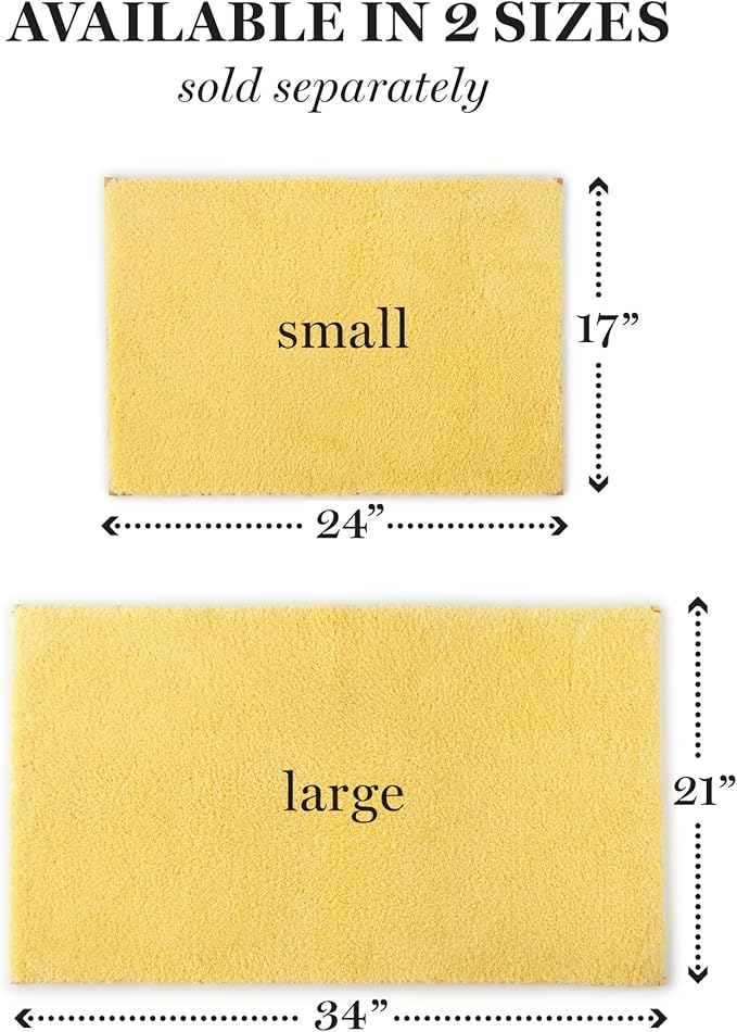 MARTHA STEWART Drylon Microfiber Bath Rug - 1 Piece, Ultra Soft Plush, Non-Slip, Thick, Washable Bathroom Rugs, Home Decor Accessories, Household Essentials, Small Bath Mat, 17" x 24", Yellow