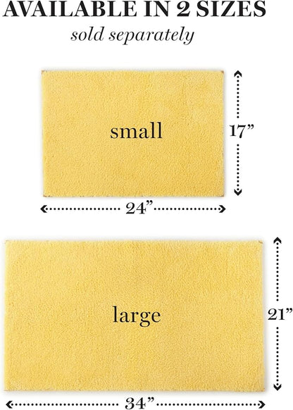 MARTHA STEWART Drylon Microfiber Bath Rug - 1 Piece, Ultra Soft Plush, Non-Slip, Thick, Washable Bathroom Rugs, Home Decor Accessories, Household Essentials, Small Bath Mat, 17" x 24", Yellow