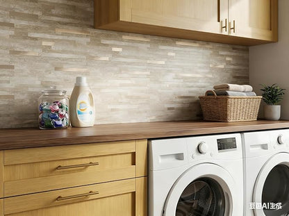 Yipscazo 40 Sheets PVC Wall Tiles Stick on Tiles for Backsplash Kitchen, Bathroom, Laundry Room, Camper, Fireplace (6'' X 12'', Rock)