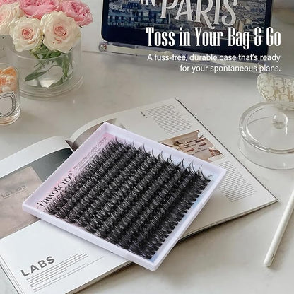 Lash Clusters 200pcs Individual Lashes 50D Cluster Eyelash Extensions 9-16mm Eyelash Clusters Lash Extensions for Self Application (50D, 0.07D, 9-16mm Refill)