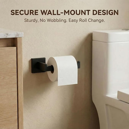 5-Piece Bathroom Hardware Set, 23.6 in Towel Bar, Matte Black | 304 stainless steel, towel ring, toilet paper holder, 2 robe hooks, wall-mounted, installation hardware included