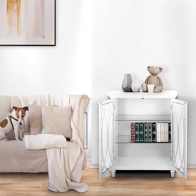 Teamson Home Florence 26 in. x 32 in. 2-Door Freestanding Wooden Floor Cabinet with Adjustable Shelves for Storage Solutions in Bathrooms, Kitchens, Laundry Rooms, Home Offices, White | Freestanding Wooden, Adjustable Shelves, For Bathrooms, Kitchens, ...