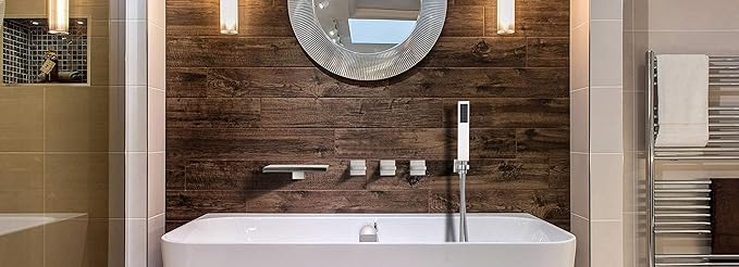 Wall Mount Tub Faucet Brushed Nickel with Hand Shower and Wide Waterfall Spout High Flow Rate, SUMERAIN