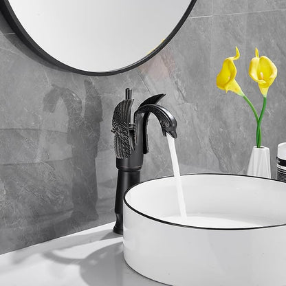 Oil Rubbed Bronze Swan Shape Single Handle One Hole Bathroom Vessel Sink Faucet Deck Mount Lavatory Sink Faucet