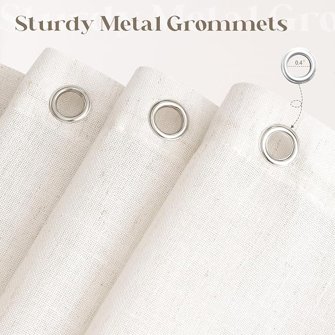 Cream Linen Shower Curtain for Bathroom Water Repellent 72x84 Inch | Neutral Modern Boho, Extra Long Tall, Bath Drapes 84 Inches Long, XLong Shower Curtains, Ivory Birch, 72 x 84 Inches