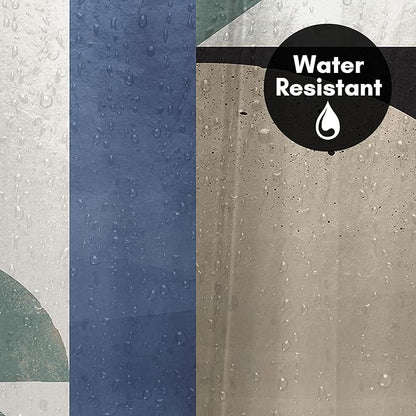 Americanflat 71x74 Geometric Shower Curtain - Water-Resistant Long Shower Curtain with Durable Metal Grommets and 12 Hooks - 100% Polyester - Sage Green, Slate Blue, Taupe, Ivory, Black and Maroon