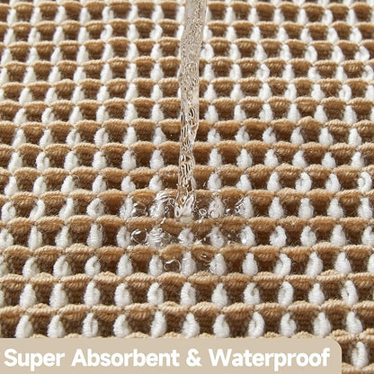 TYUU Waffle Bath Mat, Boho Bathroom Rugs Non Slip, 36x24 Khaki & White | Super Absorbent Quick Dry Bath Rug, Non-Slip Backing, Soft Waffle Washable Farmhouse Bathroom Mats, Tub, Shower & Home Decor