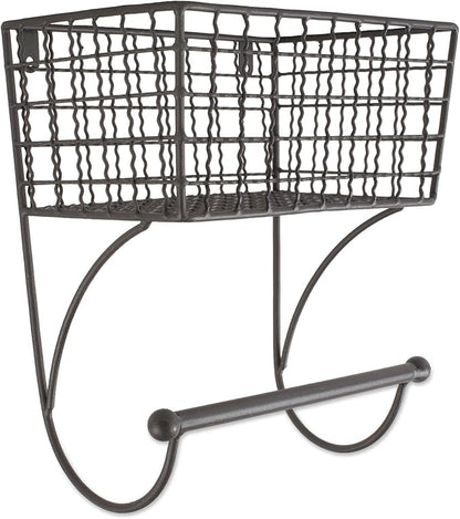 DII Rustic Farmhouse Bathroom Décor, Metal Storage, Small Towel Bar, Gray