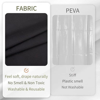 ALYVIA SPRING Extra Long Waterproof Fabric Shower Curtain Liner Black 72x84 | 3 Magnets, Soft Cloth & Hotel Quality, Machine Washable, Light-Weight, Extra Long Size