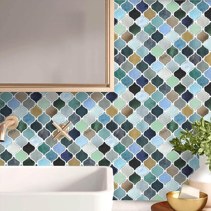STICKGOO Arabesque Peel and Stick Backsplash, 12”X12” Backsplash Tile for Kitchen Peel and Stick, Self Adhesive Wall Tile Stick on Tiles (Thicker Design, Multicolor Look)