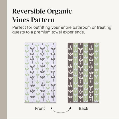 Modern Threads Natural Vine 6-Piece 100% Cotton Towel Set – Yarn Dyed Jacquard – Includes 2 Bath Towels, 2 Hand Towels, 2 Washcloths – Absorbent, Quick Dry, Soft & Durable – Gray