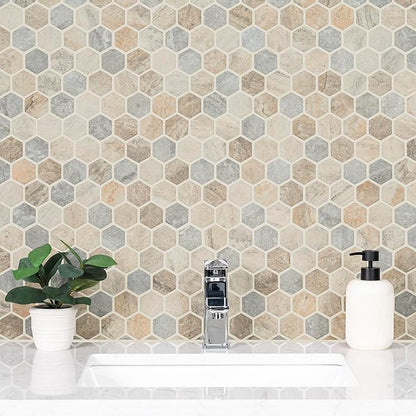 MSI Stonella Hexagon 11.25 in. x 12.75 in. x 6 mm Textured Glass Mesh-Mounted Mosaic Tile for Bathroom, Kitchen Backsplash, Accent Wall Tile, and Shower Wall Tile