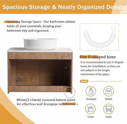Malwee 30" Floating Bathroom Vanity with Sink, 30 Inch Wall Mounted Bathroom Cabinet Combo, Modern Single Sink Bath Storage Vanity Set, with 2 Soft Close Doors and Ceramic Vessel Basin Top(30-400