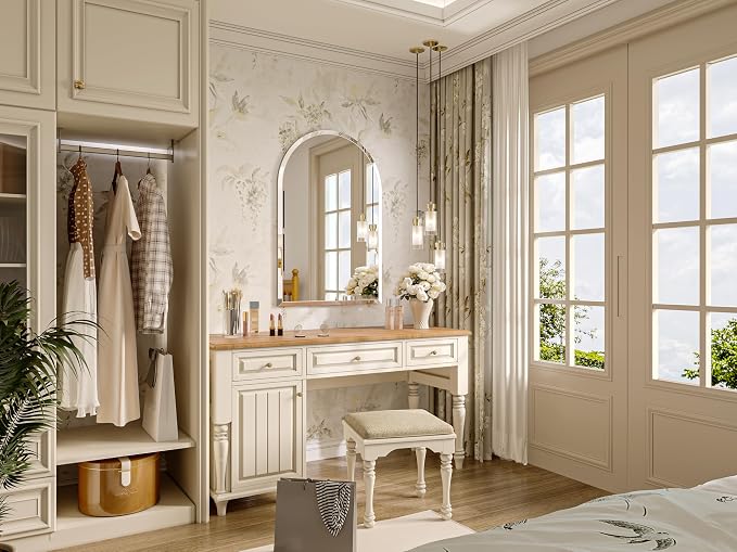 Frameless Bathroom Mirror, 22"x30" Beveled Arched Vanity Mirrors | Frameless, 15mm beveled edge, 5mm HD glass, shatterproof, anti-rust, french cleat, for bathroom/bedroom/entryway