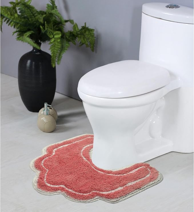 Home Weavers Allure Collection s U Shaped,Extra Thick, Non-Slip Contour Mat for Bathroom,100% Cotton Soft, Absorbent Water, Machine Washable, 20 Inch U Shaped Rug, Coral