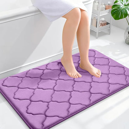 OLANLY Memory Foam Bath Mat Rug 36x24, Ultra Soft and Absorbent Bathroom Rugs, Non-Slip, Comfortable, Machine Washable Bath Carpet for Bathroom Floor, Tub, Shower and Home Decor Accessories, Lavender