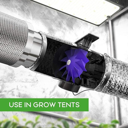 iPower Silent Inline Duct Ventilation Booster Fan 6 Inch 300 CFM Quiet Vent Exhaust Blower for Hydroponics Grow Tent Greenhouse Kitchen Bathroom, 2 Pack, Black
