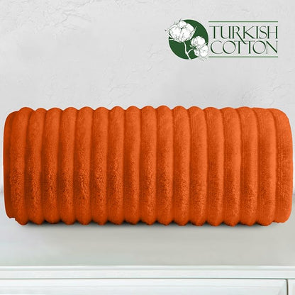 Elegant Comfort 100% Turkish Cotton Corduroy Ribbed Luxury Jumbo Bath Towel Ultra Soft - 35 x 70 Inch - Luxury Spa Premium Hotel Quality Highly Absorbent and Quick Dry Large Bath Towel, Orange