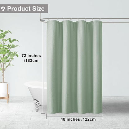 OVZME Stall Shower Curtain 48X72 inch, Embossed Textured Fabric Shower Curtain for Bathroom - Soft Cloth & Hotel Spa, Water Repellent, Machine Washable Bathroom Curtain, Sage Green