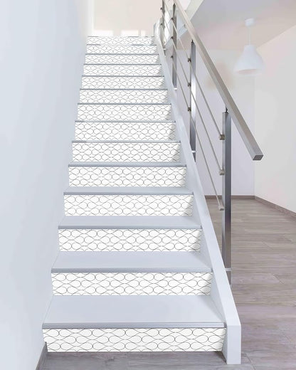 FLFK Stair Riser Decals,Modern Grid Vinyl Sticker for Stairs Decoration,14Pcs 39.3"X7.08"