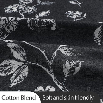 MitoVilla Extra Long Cotton Floral Shower Curtain for Bathroom,72 x 84 | Extra Long BoHo Cottagecore Spring Shower Curtains, Modern Farmhouse Country Plant Leaves Bathroom Décor, 72 x 84