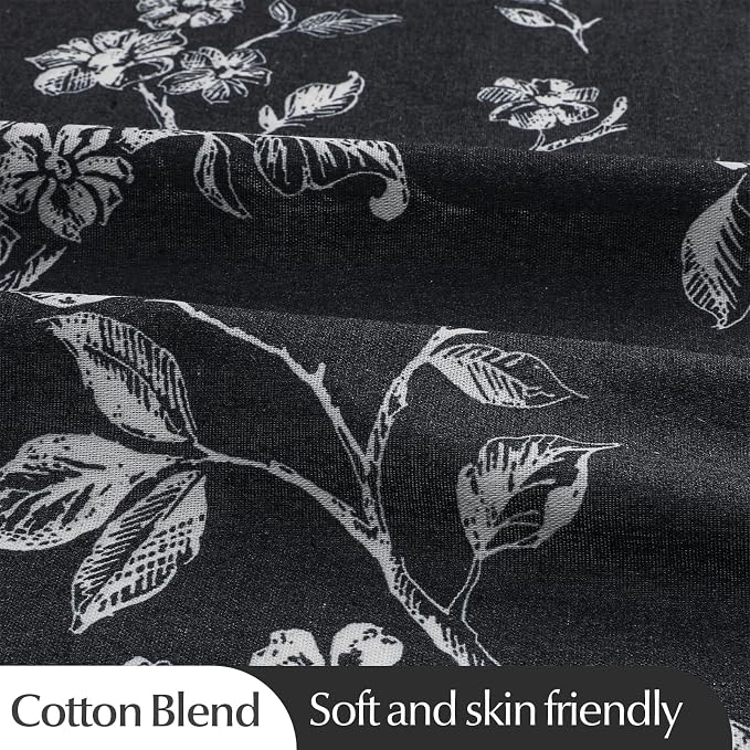 MitoVilla Long Cotton Floral Shower Curtain for Bathroom,72 x 78 | Long Cottagecore Spring Shower Curtains for Bathroom, Modern Farmhouse Country Plant Leaves Bathroom Décor, 72 x 78
