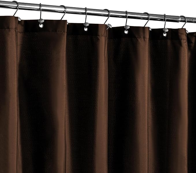 N&Y HOME Fabric Shower Curtain or Liner with Magnets, Brown | Hotel Quality, Washable, Water Repellent, Cloth Shower Curtain with Grommets for Bathroom, Standard Size
