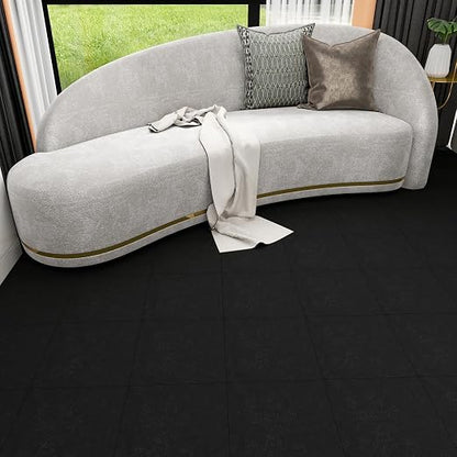 30-Pack 12"x12" Peel and Stick Floor Tiles Waterproof Self Adhesive Vinyl DIY Flooring for Bedroom, Bathroom, Kitchen, RV, Cover 30 Sq. Ft, Matte Black
