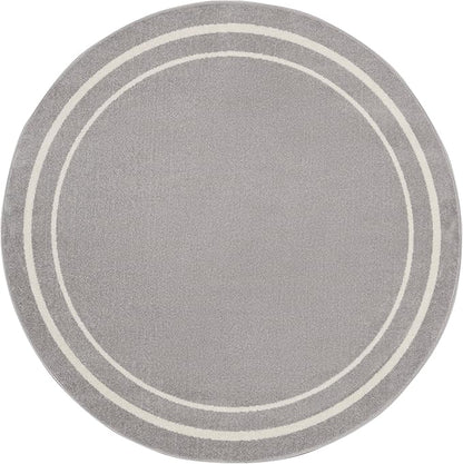 Nourison Home Nourison Essentials Grey Ivory 8' x Round Area Rug - Easy Clean, Non Shedding, Bed Room, Living Room, Dining Room, Kitchen (8' x Round)