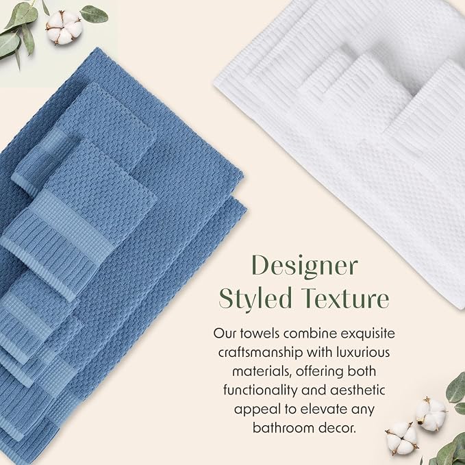 6 Pack 100% Cotton Hand Towels | White Towels | Oeko‑TEX Standard 100 | Soft & Absorbent, Quick‑Dry | Trinity Collection - Bright White