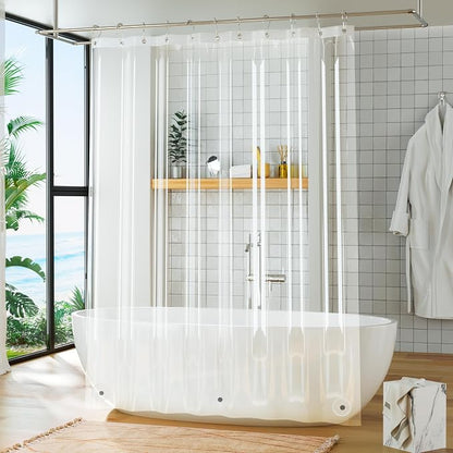Titanker Plastic Shower Curtain Liner, Clear Shower Liner PEVA 66x72 Lightweight Waterproof Shower Curtains for Bathroom with Magnets and Rustproof Grommets