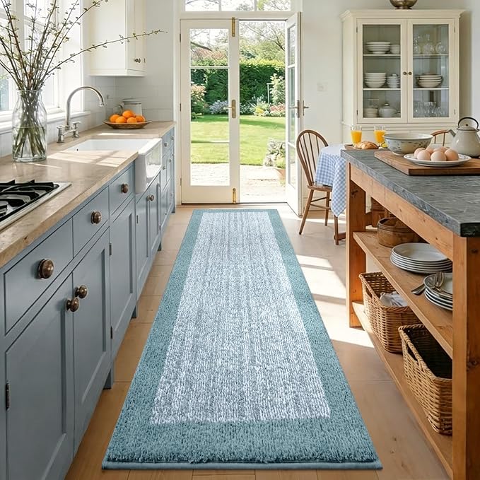 70x24 Long Bathroom Rugs Washable Non Slip, Dusty Blue Bath Mat for Bathroom Floor Tub, Soft Absorbent Quick Dry Mats for Shower, Bathtub,Home Decor