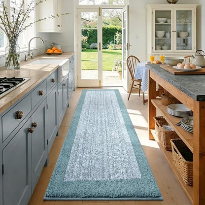 80x24 Large Bathroom Rugs Washable Non Slip, Dusty Blue Bath Mat for Bathroom Floor Tub, Soft Absorbent Quick Dry Mats for Shower, Bathtub,Home Decor