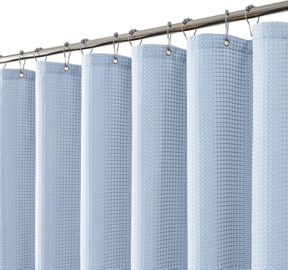 256GSM Heavy Duty Waffle Weave Shower Curtain, Fog Blue 72"x72" | with Weighted Hem - Hotel Spa Luxury Water-Repellent Polyester Bathroom Curtain for Home, RV, Apartment, Dorm