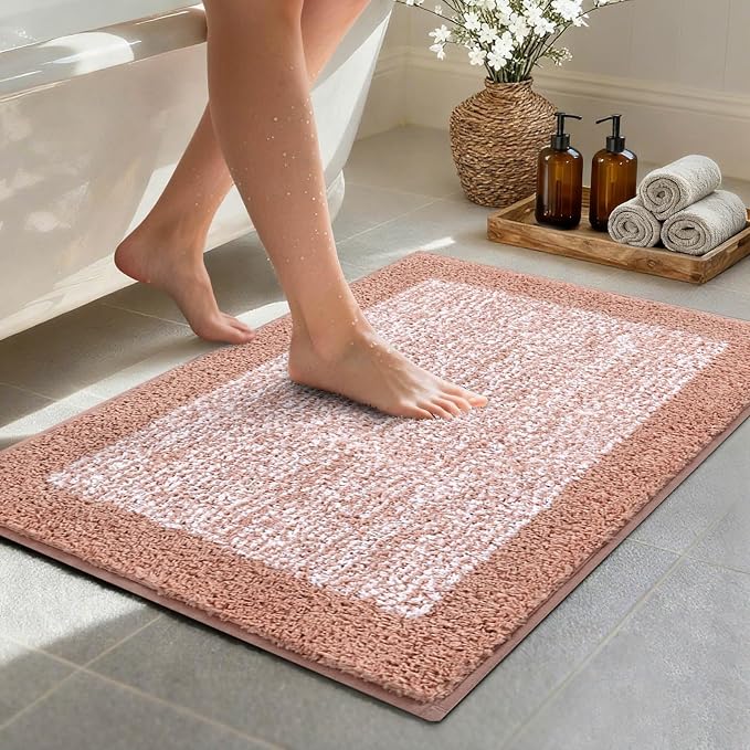 36x24 Large Bathroom Rugs Washable Non Slip, Pink Bath Mat for Bathroom Floor Tub, Soft Absorbent Quick Dry Mats for Shower, Bathtub,Home Decor